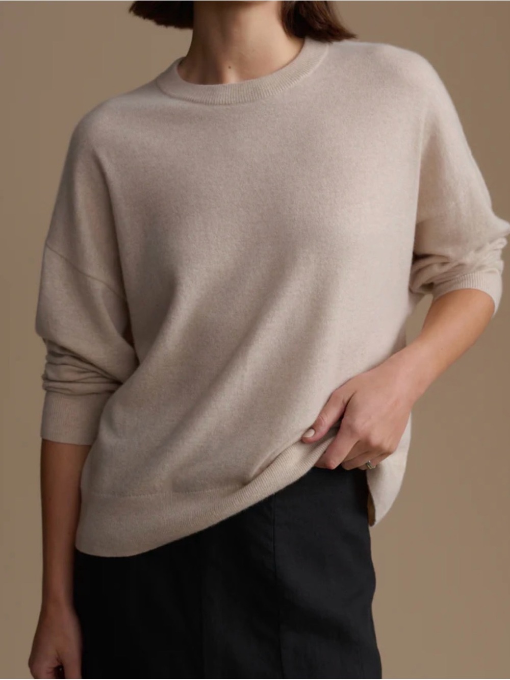 Jenni Kayne Neutral Beige Crewneck Sweater